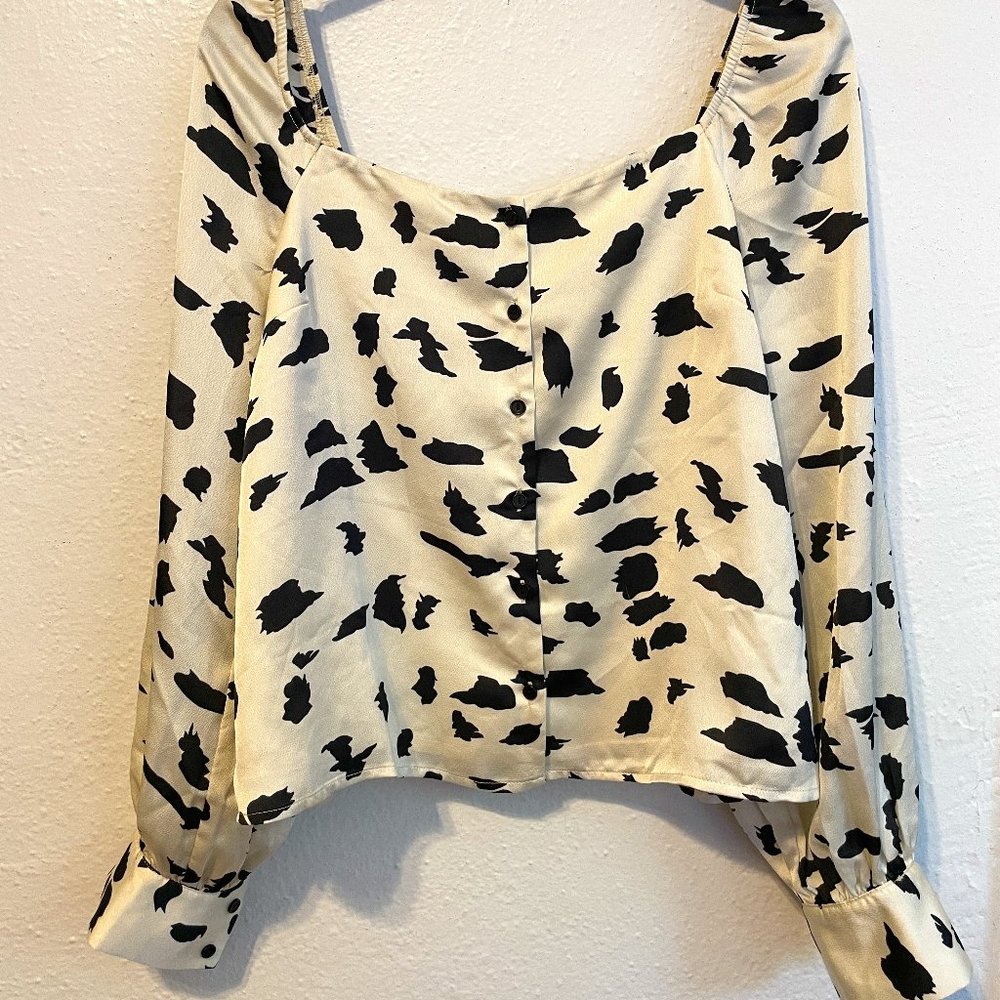 Lush Black & White Blouse - Medium